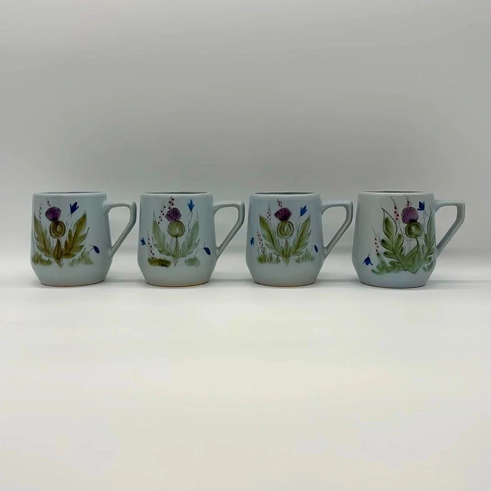Set of 4 Vintage Buchan Scottish Thistleware Mugs